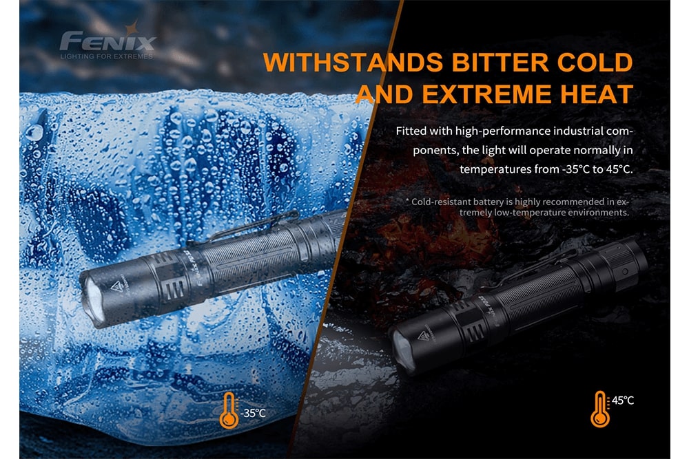Fenix PD32 V2.0 LED Flashlight - 1000 Lumens, Rechargeable, Compact Tactical Light for Camping, Hiking & Emergency Use
