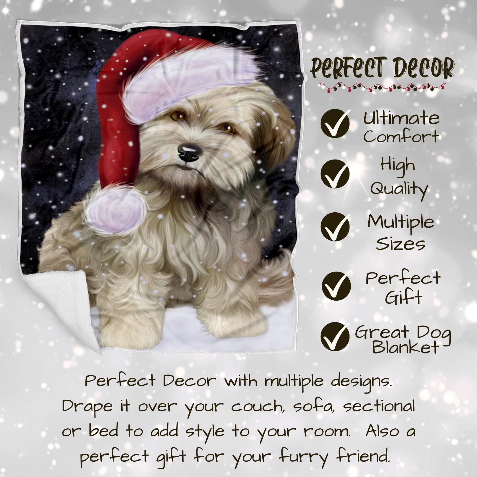 Let it Snow Cockapoo Dog Blanket - Ultra Soft Lightweight Cozy Throw Blanket for Pets - Durable Woven Dog Blanket 50x60 for Bed, Sofa & Couch - Perfect for Winter Snuggles & Home Decor BLNKT162666