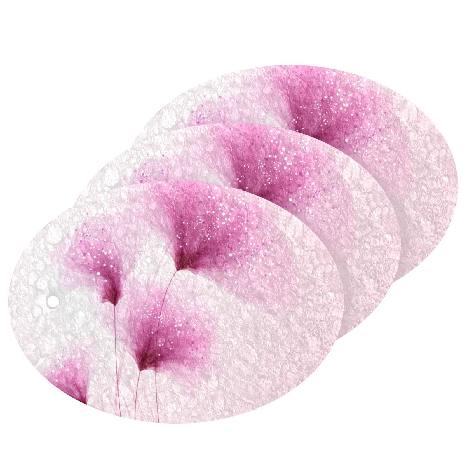 Kcldeci 3 Pack Pink Pastel Flower Dish Scrub Sponges | Non-Scratch Kitchen Sponge Pads for Washing Dishes, Pots & Pans | Durable Household Cleaning Sponges for Sink, Countertops & Stainless Steel