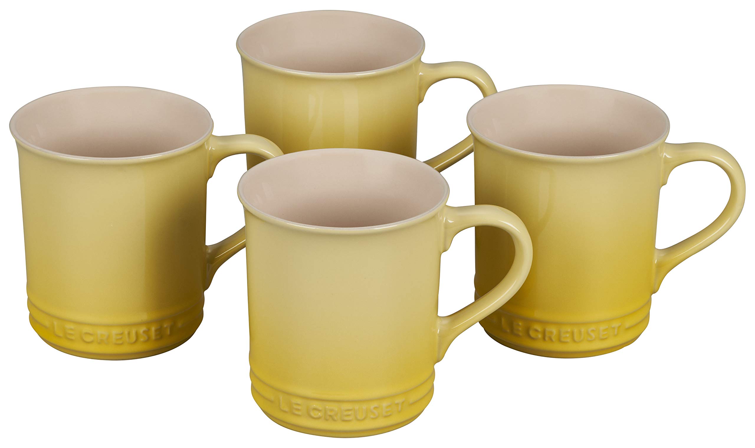 Le Creuset 14 oz Stoneware Mugs Set of 4 - Yellow (Soleil) | Durable Coffee & Tea Cups for Home, Office & Outdoor Use | Dishwasher & Microwave Safe