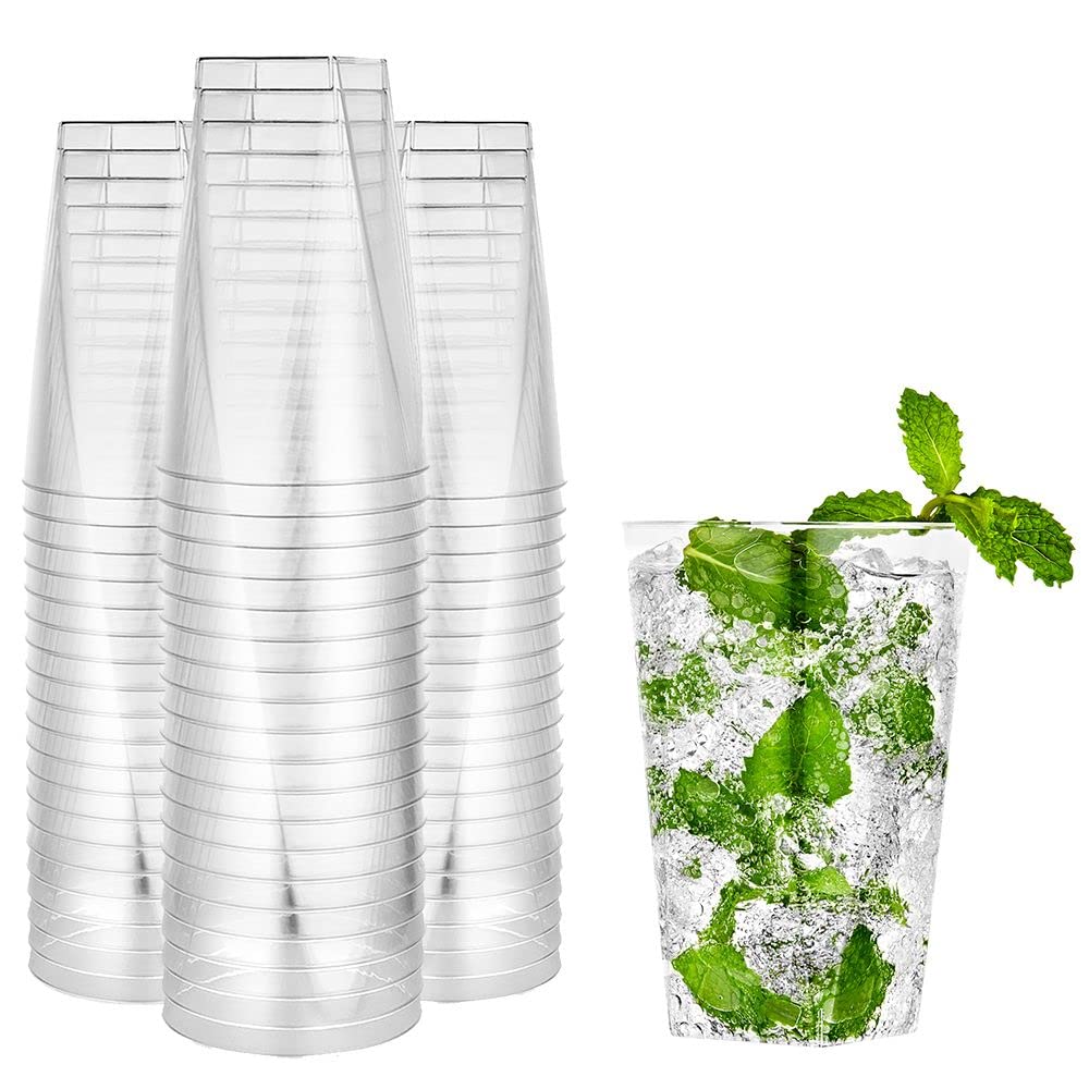 500 Count 10 oz. Premium Heavyweight Plastic Tumblers with Square Bottom - Crystal Clear Disposable Cups for Parties, Events, and Restaurants - Ideal for Cold Drinks, Smoothies, and Cocktails