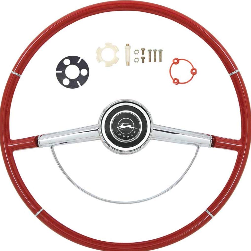 1964 Chevy Impala Red Steering Wheel Kit - Classic Car Restoration & Custom Upgrade for Hot Rods & Lowriders