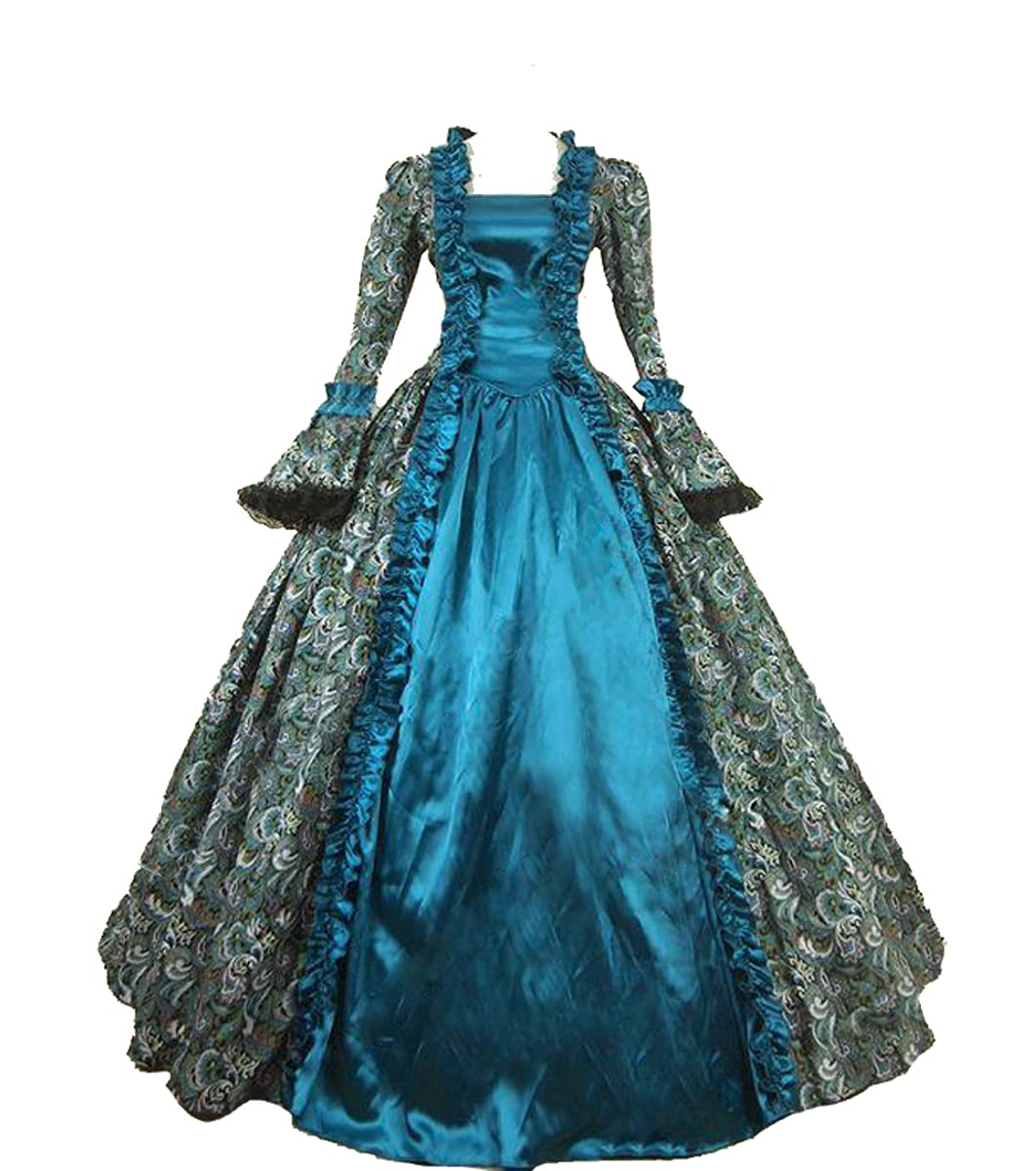 18th Century Women's Rococo Ball Gown - Gothic Victorian Masquerade Costume Dress (2XL, Blue) | Perfect for Historical Reenactments, Cosplay, Halloween & Themed Parties