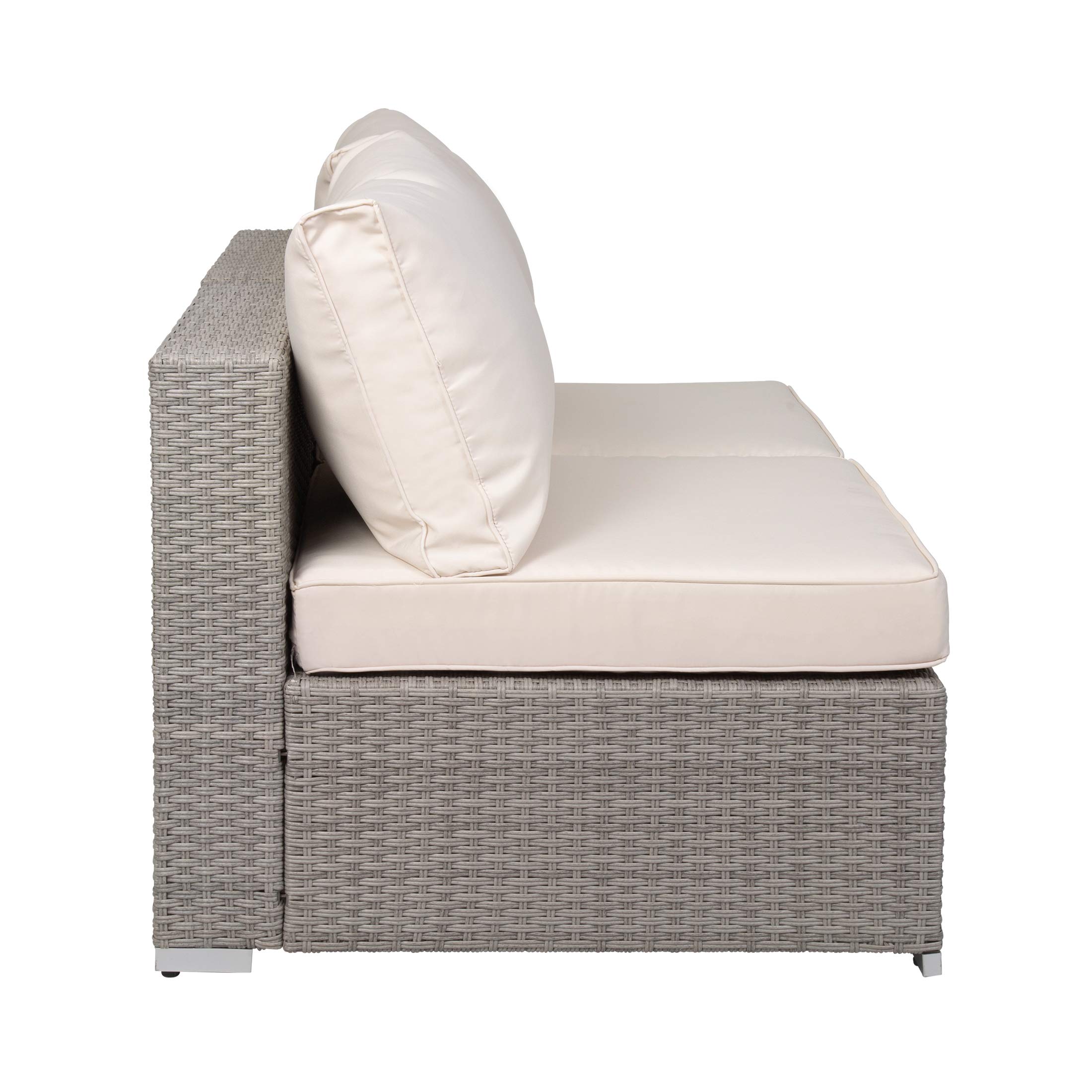 2-Piece Outdoor Wicker Rattan Patio Seating Set with Cushions & Throw Pillows - Gray/Ivory - Perfect for Garden, Backyard, Poolside & Balcony Relaxation