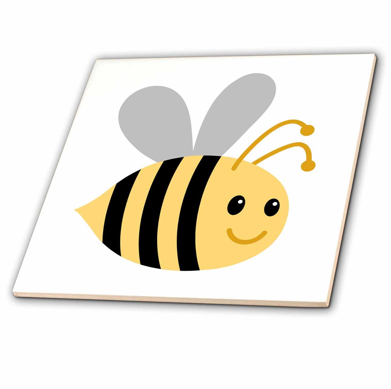 3D Rose Cute Cartoon Bumble Bee Ceramic Tile - 4 Inch Decorative Wall Art for Kitchen, Bathroom, or Garden Decor (ct_224192_1)
