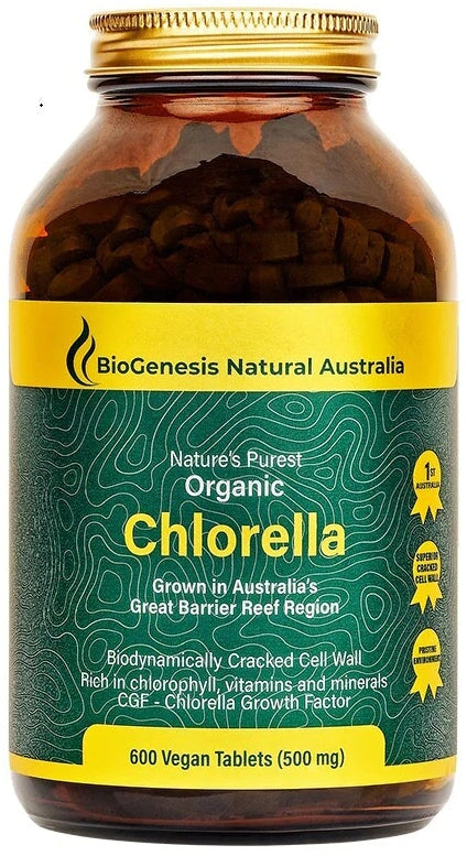 Biogenesis Australian Organic Chlorella 600 Tablets - Premium Superfood Supplement for Detox & Immune Support | Perfect for Daily Wellness & Cleanse Routines