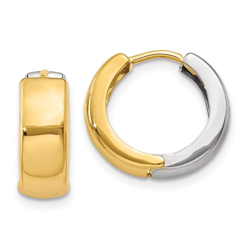 14K White and Rose Gold Hinged Hoop Earrings for Women - Elegant Everyday Jewelry for Work, Date Night & Special Occasions
