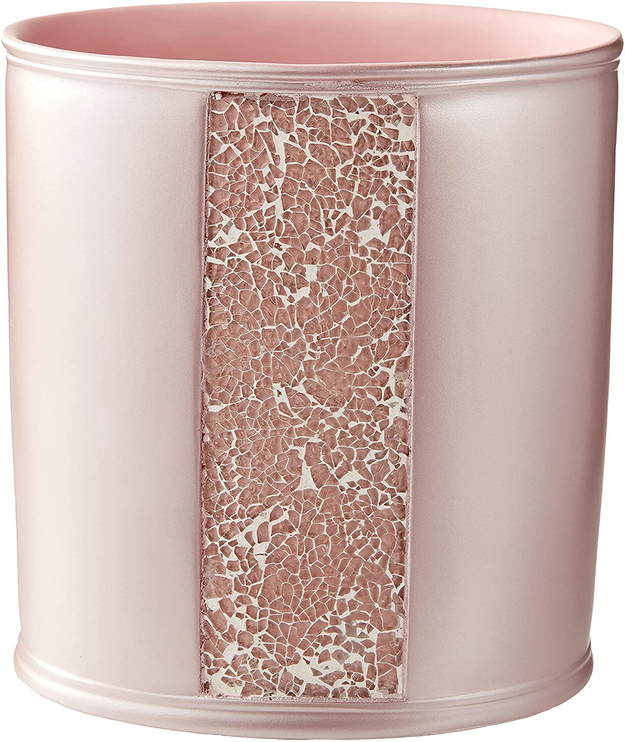 Oval Acrylic Trash Can - Small Wastebasket for Bathroom, Kitchen & Home Office - Blush Pink Garbage Bin (10x8x8 Inches) | Perfect for Powder Rooms, Vanities & Small Spaces
