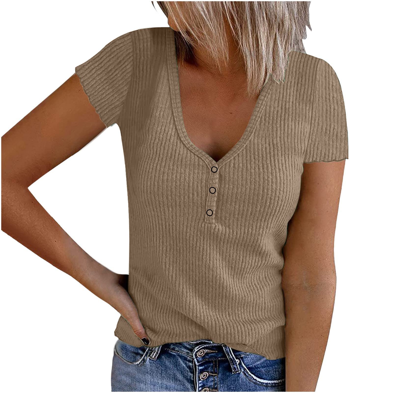 Women's Summer Tops 2022 - Slim Fit V-Neck Tees for Casual & Dressy Wear
