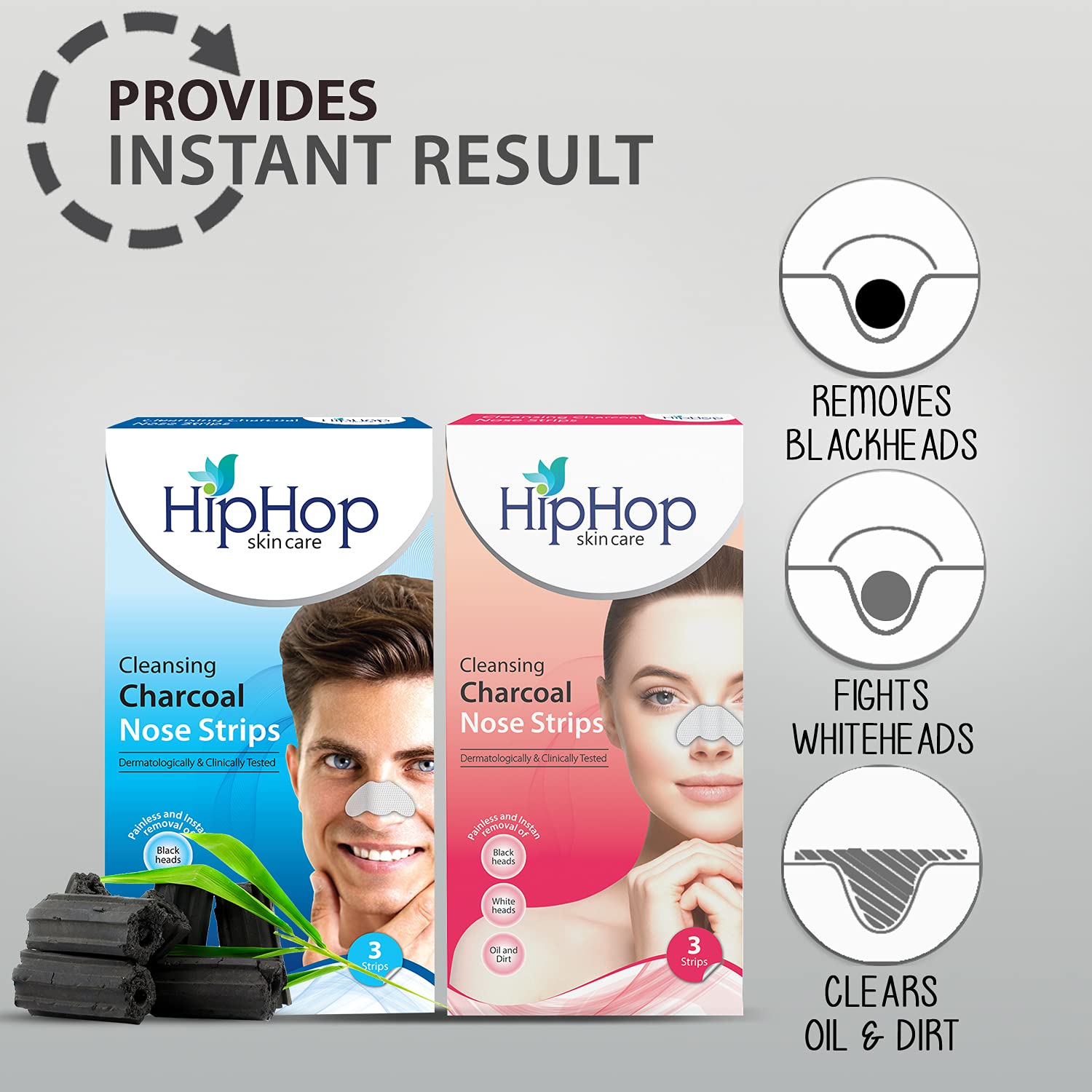 Best Charcoal Nose Strips for Blackhead & Whitehead Removal - Deep Pore Cleanser for Men & Women (6 Strips, Pack of 2) - Perfect for Pre-Party Skincare & Post-Workout Face Cleansing