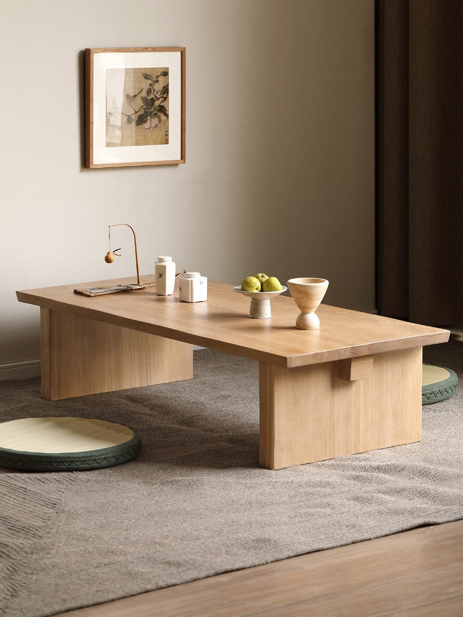 Handcrafted Live Edge Tea Table - Solid Oak & Birch Wood - Rustic Modern Coffee Table for Living Room, Lounge, or Office Decor