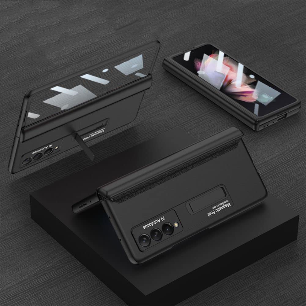 Premium SHIEID Galaxy Z Fold 3 Case with Hinge Protection & Built-in Screen Protector | Kickstand Feature for Hands-Free Viewing | Durable Shockproof Phone Cover for Work & Travel (Black)