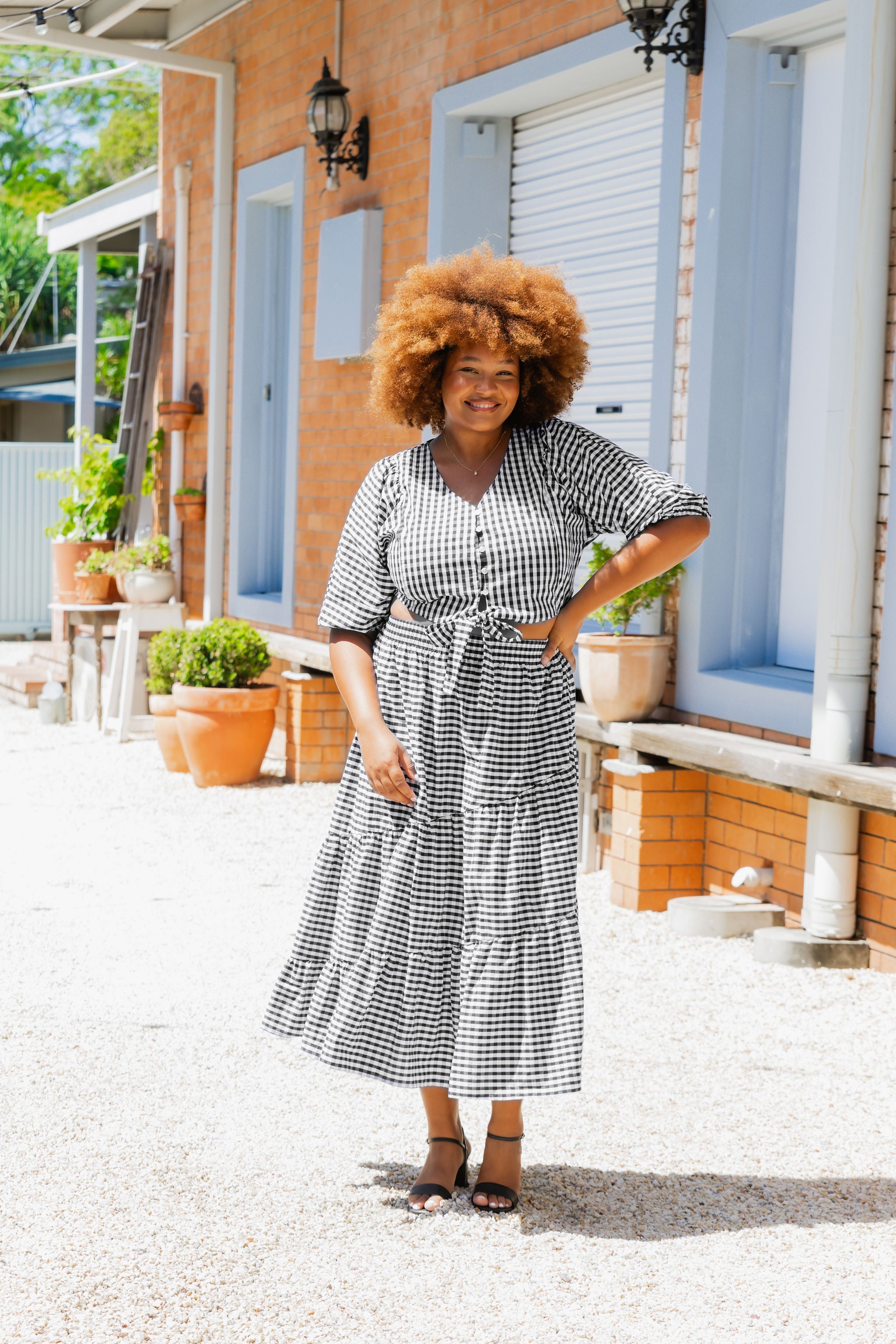 Penelope Top - Black & White Gingham Checkered Blouse for Women | Casual Summer Tops for Outing, Dating & Office Wear