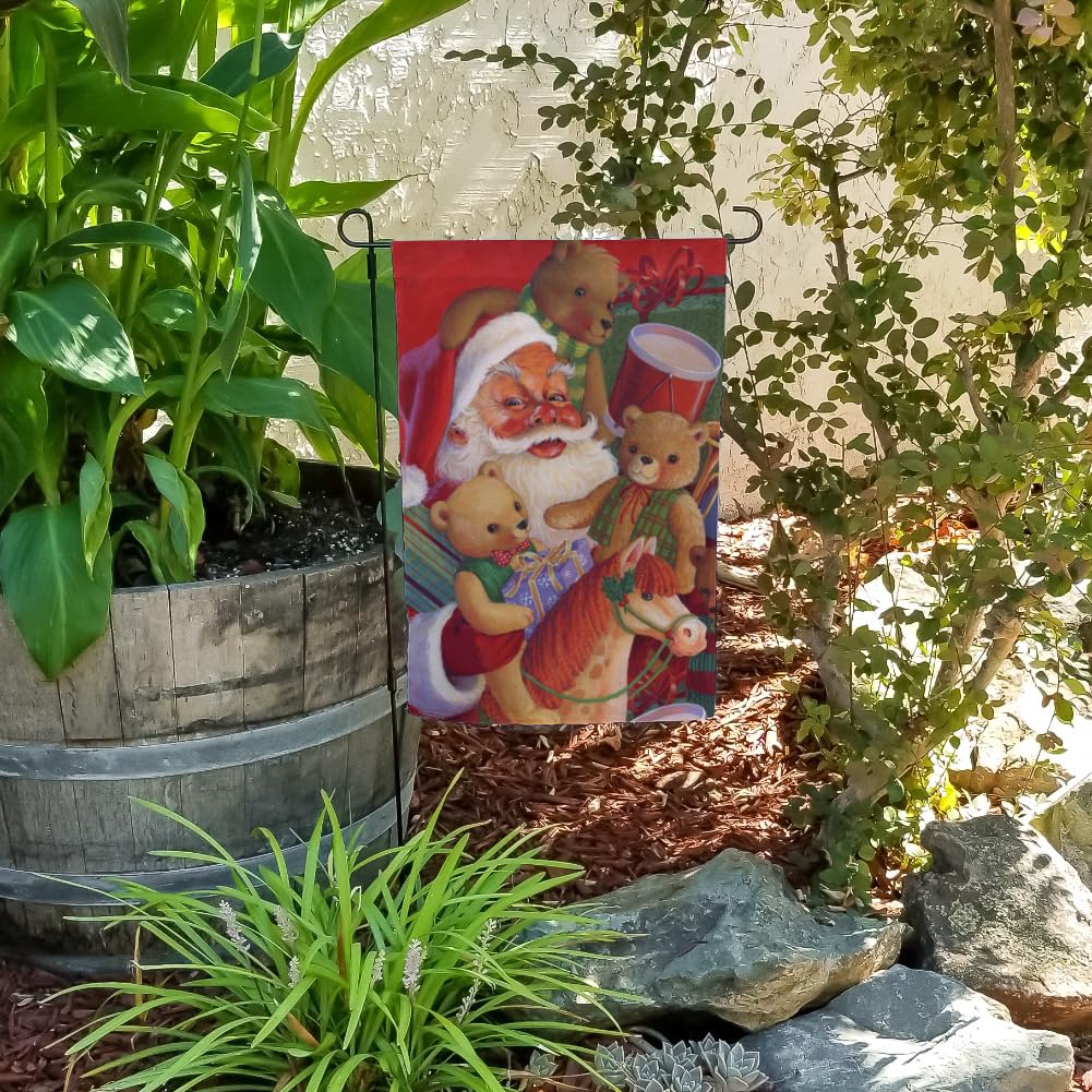 Christmas Santa Teddy Bears Outdoor Garden Yard Flag - Holiday Decor for Festive Home & Lawn Decoration