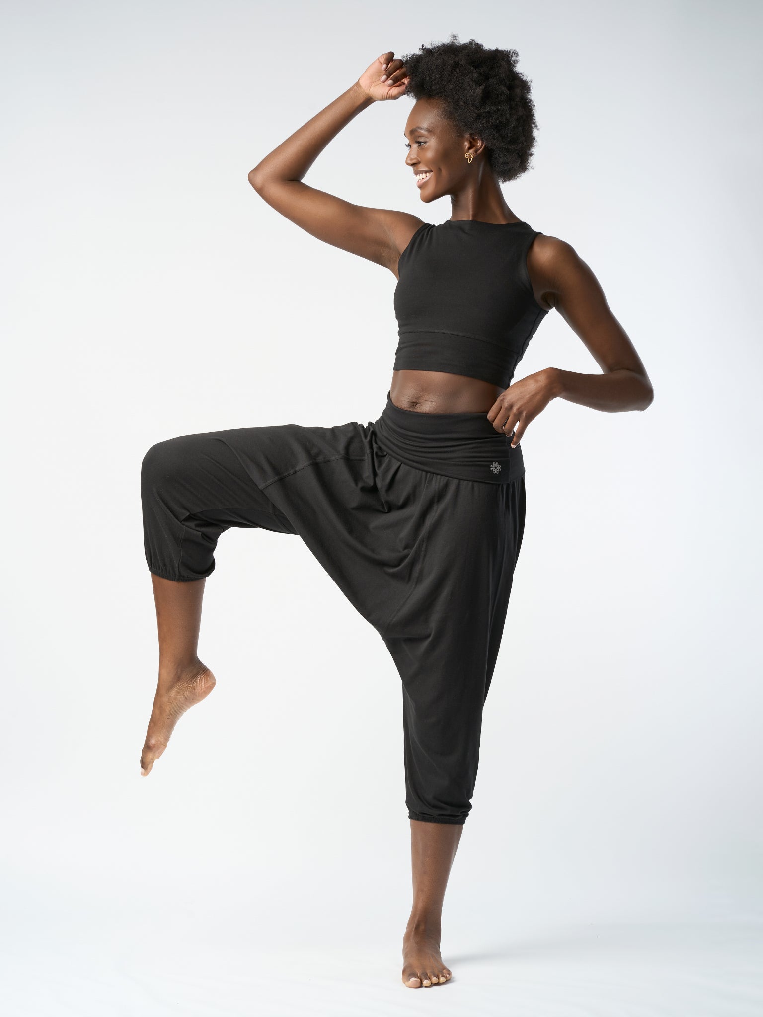 Gossypium Retreat Harem Pants for Women - Soft Cotton Lounge Pants - Comfortable Black Boho Pajama Bottoms for Yoga, Meditation & Home Relaxation
