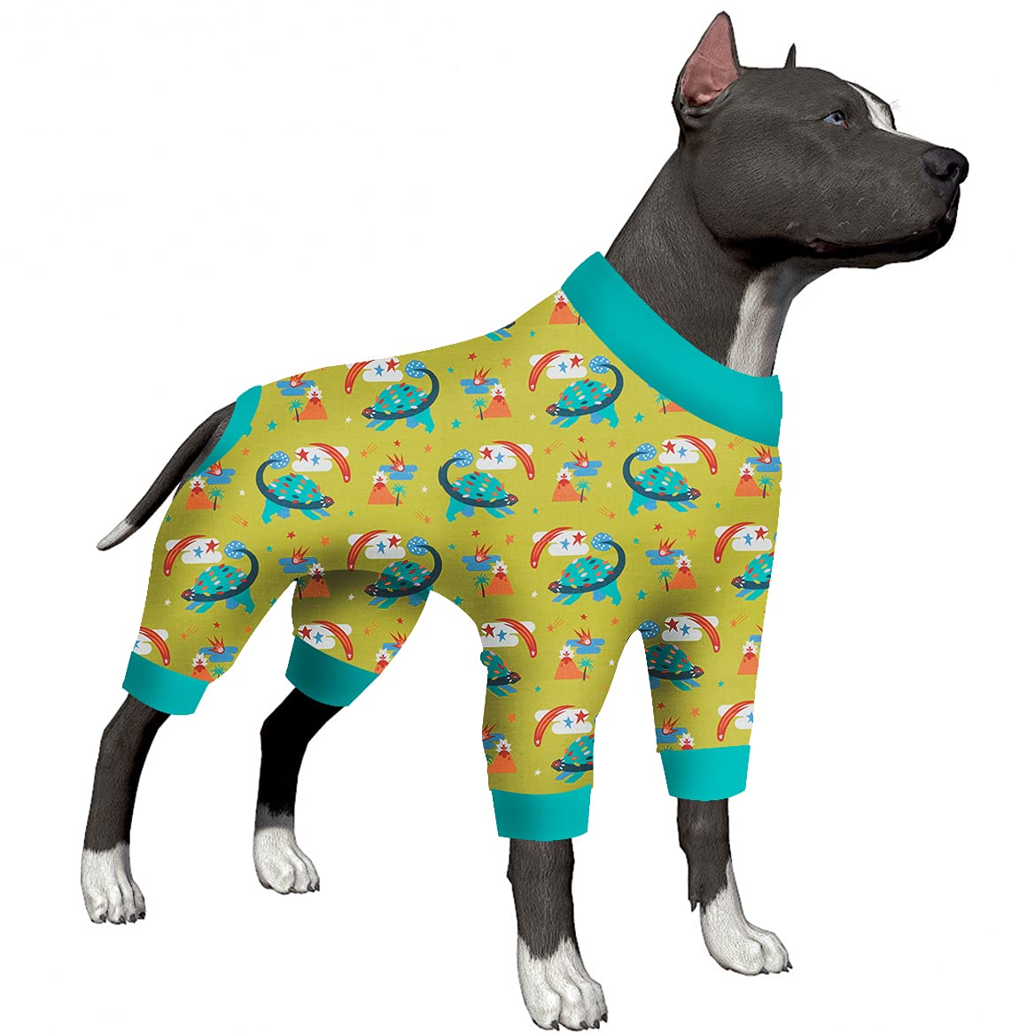 LovinPet Large Dog Pajamas - Soft Cotton Polar Bear Snowflake Printed Dog PJs with Elastic Cord | Comfortable Post-Surgery Shirt for Medium & Large Dogs | Perfect for Winter Nights & Recovery Care