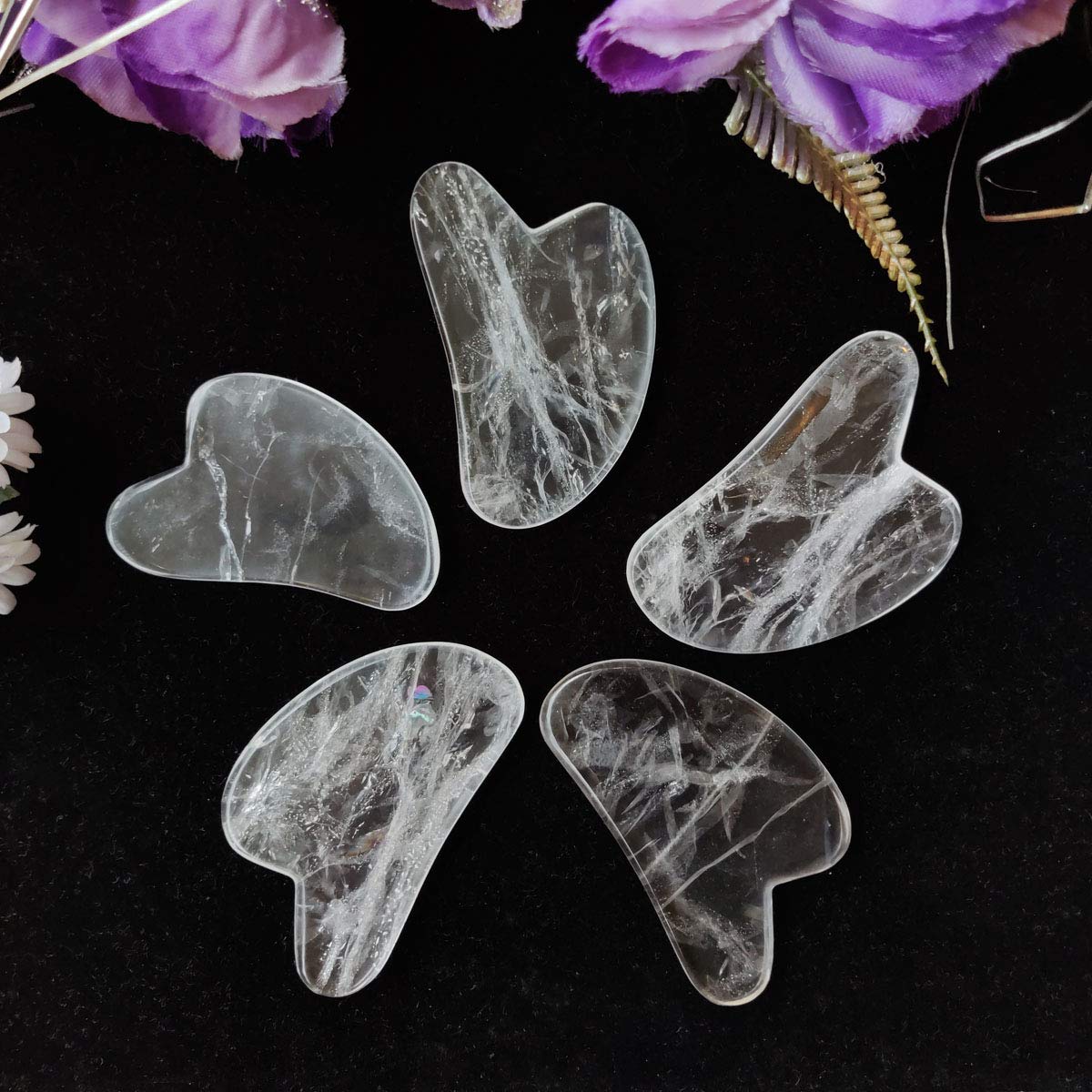 Premium Clear Quartz & Jade Gua Sha Massage Tool Set for Face & Body - 3-Piece SPA Skincare Kit for Anti-Aging, Lymphatic Drainage & Relaxation - Perfect for Home Facial Care & Holistic Wellness Routine