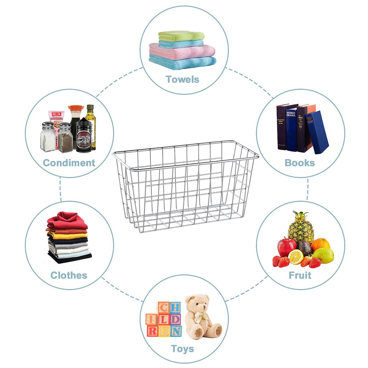 2 Pack Hanging Storage Baskets - No Drill Bathroom & Kitchen Organizer with Damage-Free Adhesive Tape - Space Saving Cabinet Storage Solution for Bathroom, Kitchen, Pantry & Closet Organization