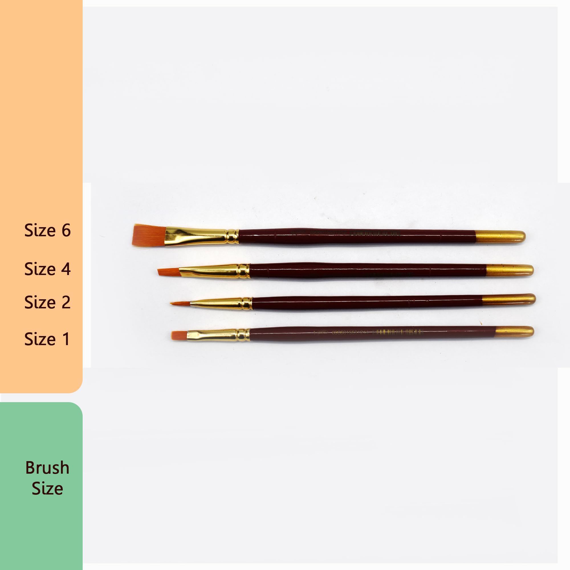 Professional Synthetic Hair Flat Brush Set - 4 Piece Collection for Acrylic, Watercolor & Oil Painting | Durable, Precise Artist Brushes | Easy to Clean | Perfect for Canvas Painting, Art Classes & DIY Projects