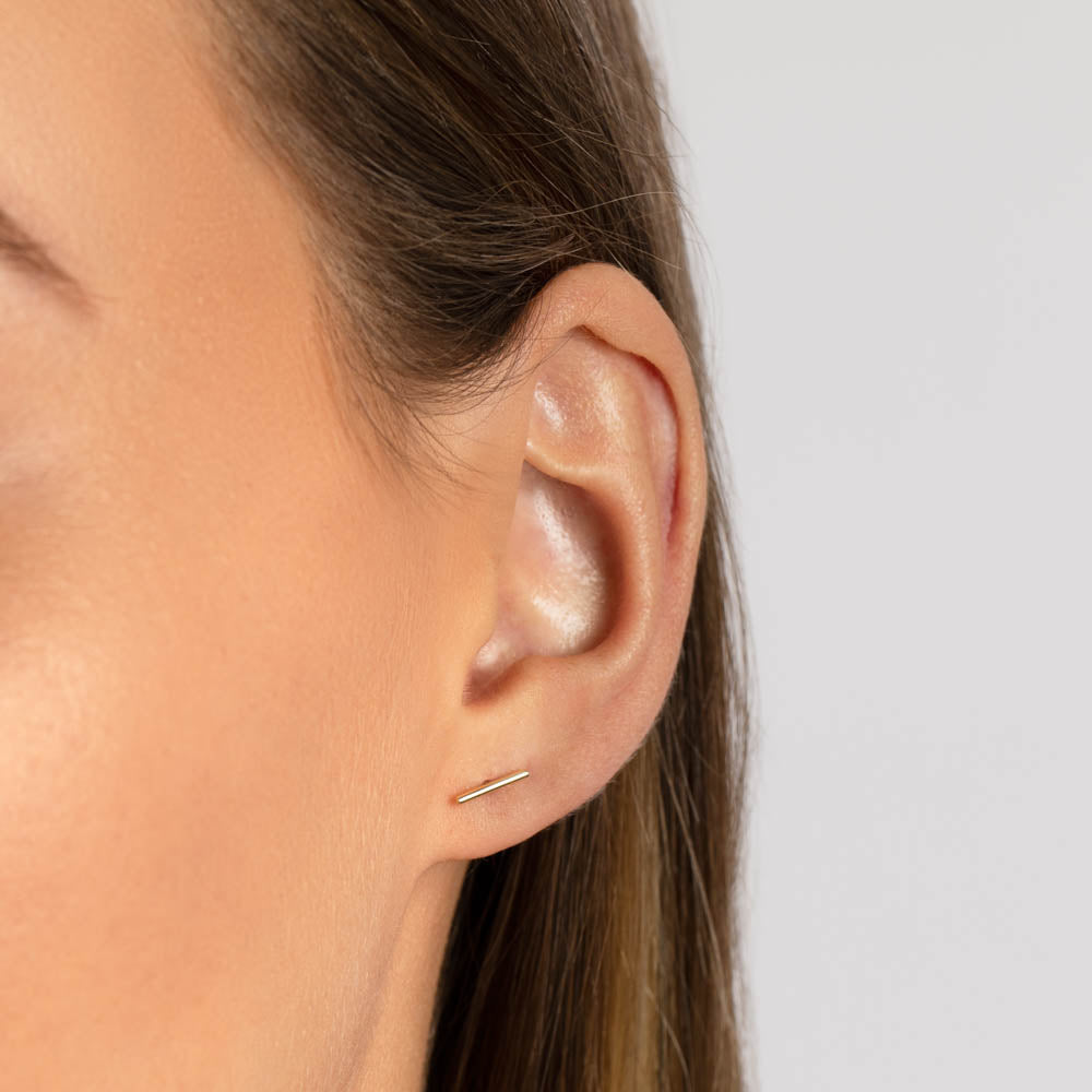10k Gold Fine Bar Stud Earrings for Women - Minimalist Elegant Jewelry for Everyday Wear, Parties & Gifts