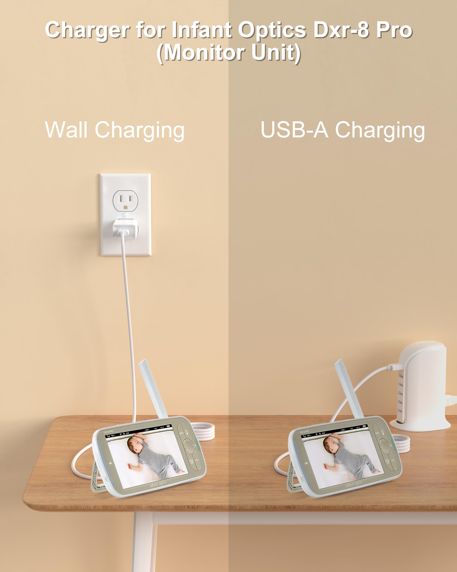 Infant Optics DXR-8 Pro Replacement Charger - Compatible Power Adapter for Baby Monitor (Not for Camera Unit/DXR8) | Perfect for Home Nursery & Travel Use