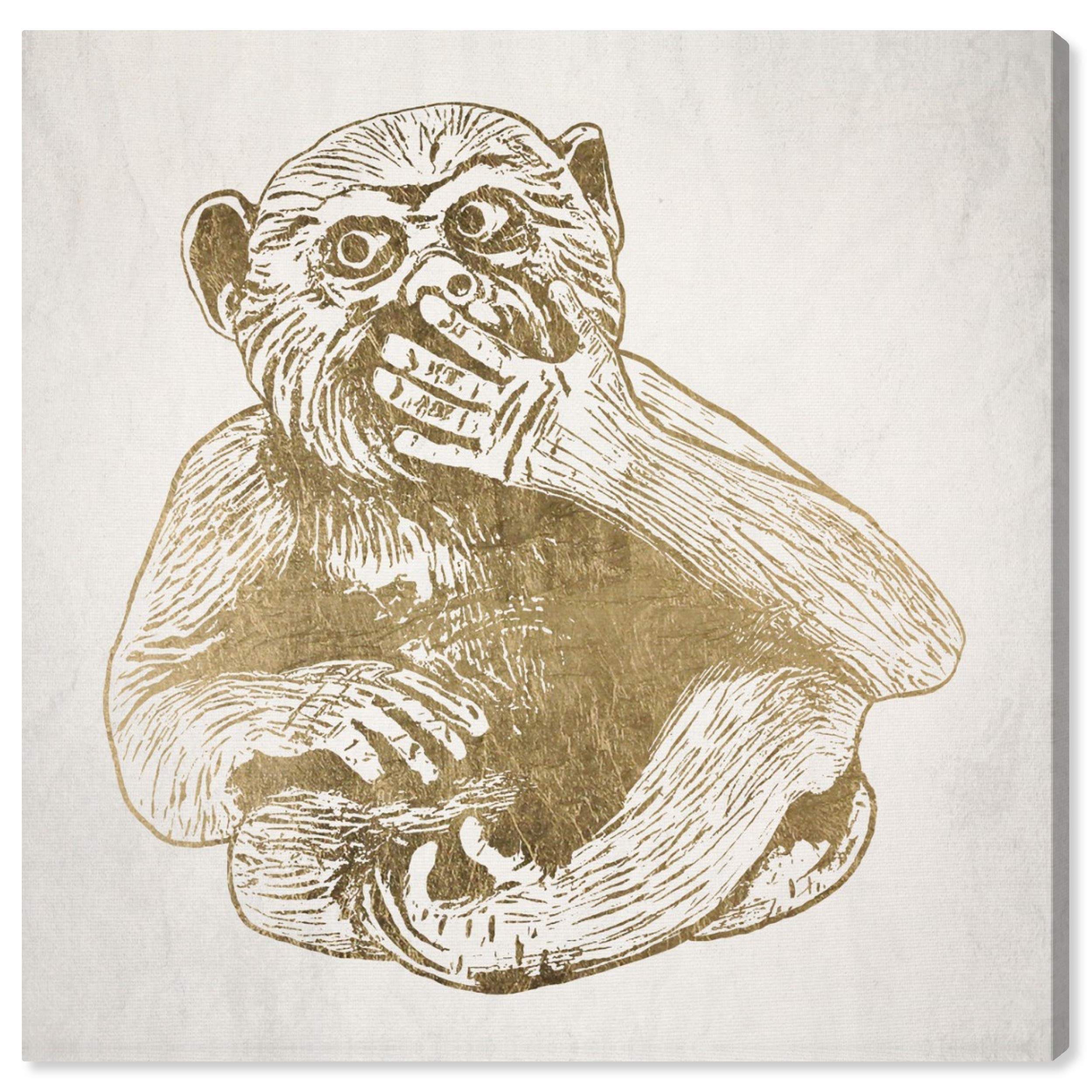 Oliver Gal Artist Co. 'Speak No Evil' Wall Art Canvas Print - 24x24 Inch Gold & White Modern Home Decor - Perfect for Living Room, Bedroom or Office Decoration