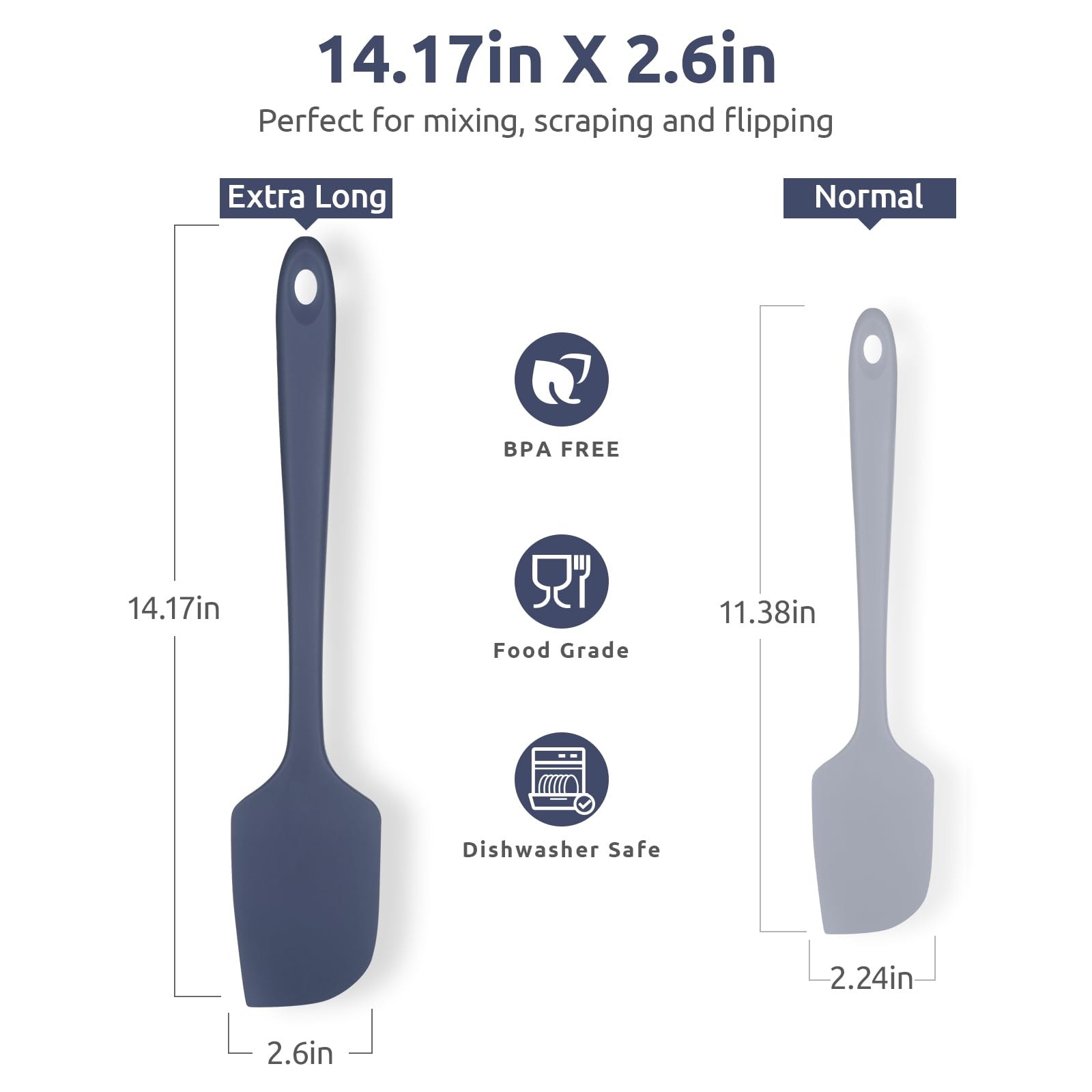 U-Taste 14-Inch Extra Large Flexible Silicone Spatula & 13-Inch Non-Stick Soup Ladle Set - 600°F Heat Resistant, Midnight Blue - Perfect for Baking, Cooking, and Serving Hot Dishes