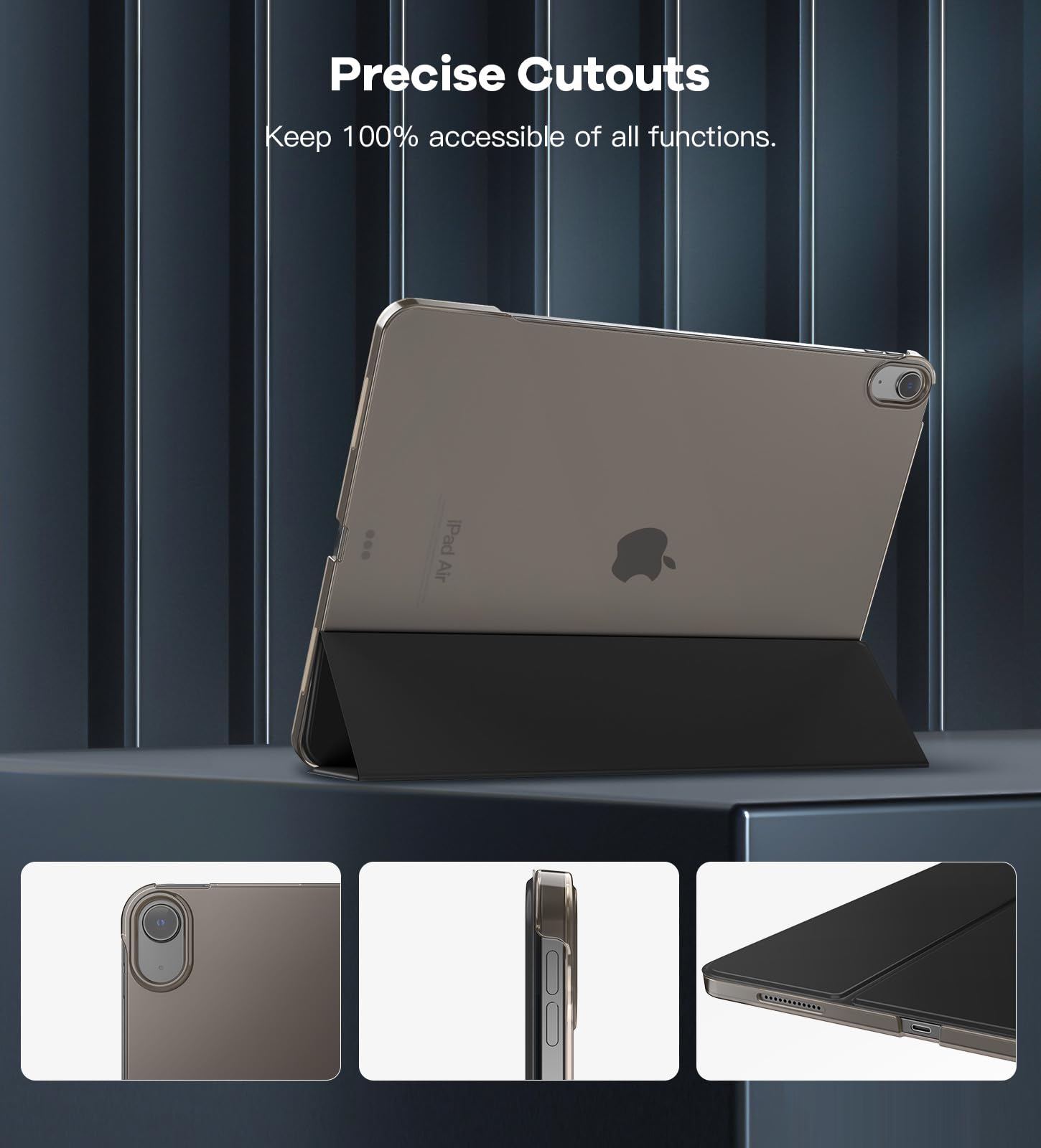 TiMOVO Slim Stand Case for iPad Air 13 Inch (M3/M2 2025/2024 Models) - Translucent Back Protective Cover with Auto Wake/Sleep & Touch ID Support | Perfect for Work, Travel & Entertainment