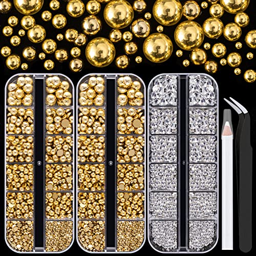 Clear Crystals + Gold Pearls