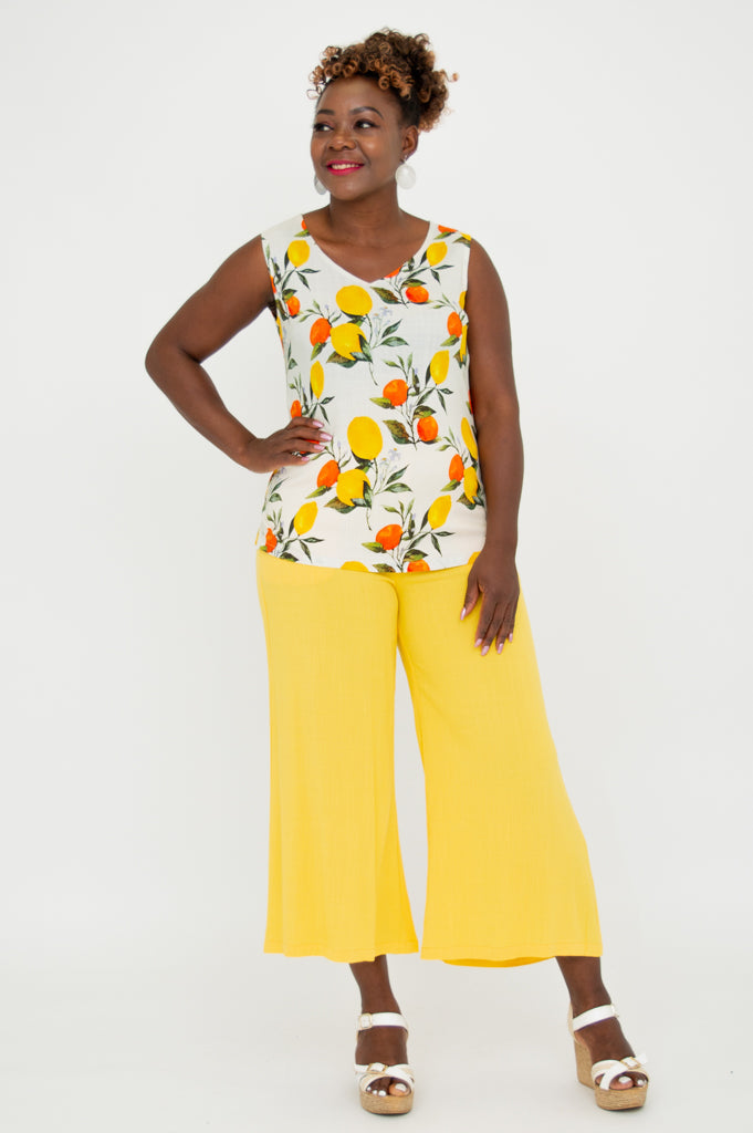 Hannah Tank Top - Soft Linen Bamboo Blend in Refreshing Lemonade Color - Perfect for Summer Outfits, Beachwear & Casual Style