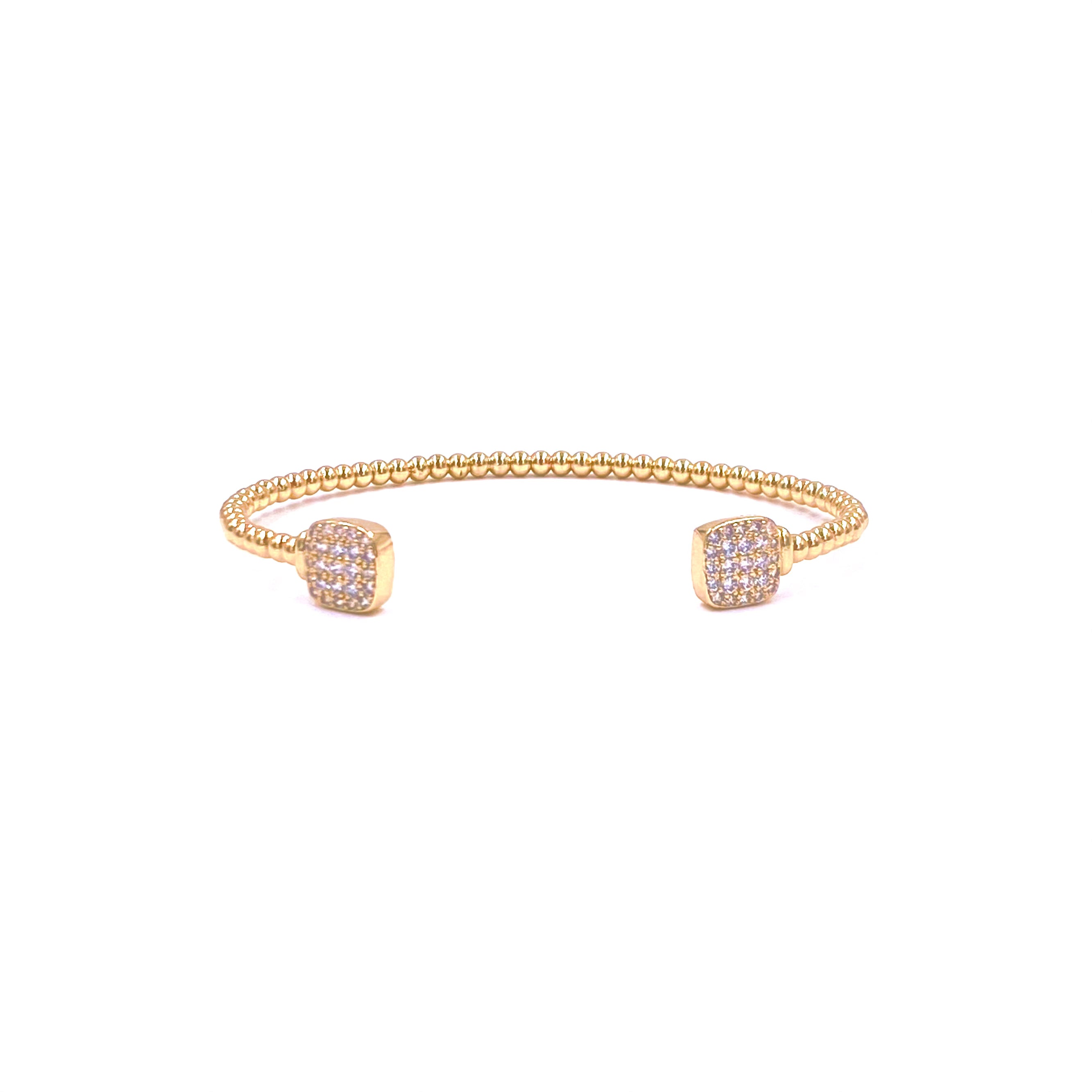 Ashley Gold Stainless Steel Princess Cut CZ Open Bangle Bracelet for Women - Elegant Jewelry Gift for Birthday, Anniversary & Special Occasions
