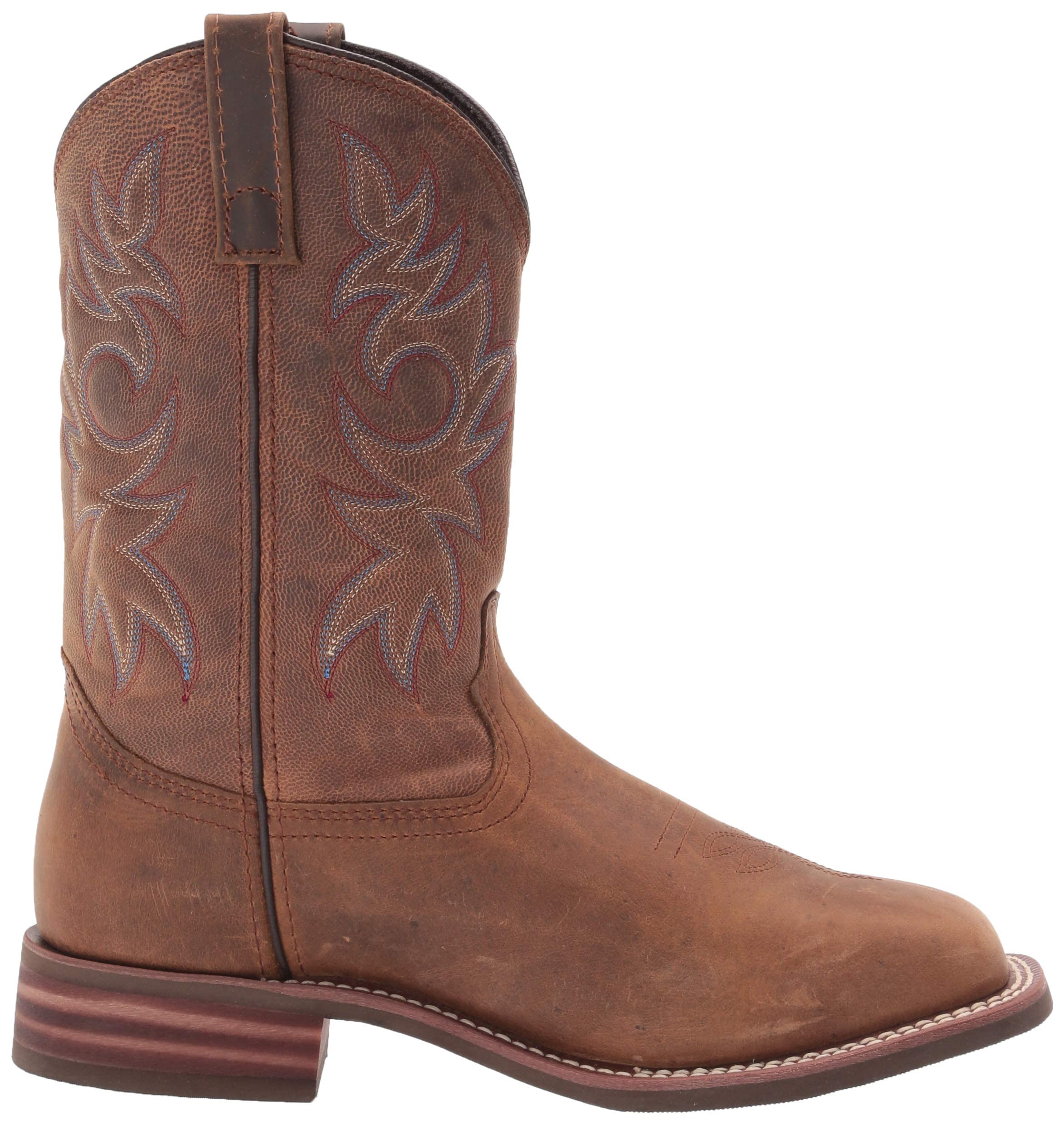 Ad Tec Men's 11in Cowboy Square Toe Western Boots - Oil Tumbled Leather Brown | Comfortable & Durable for Riding, Work & Outdoor Activities