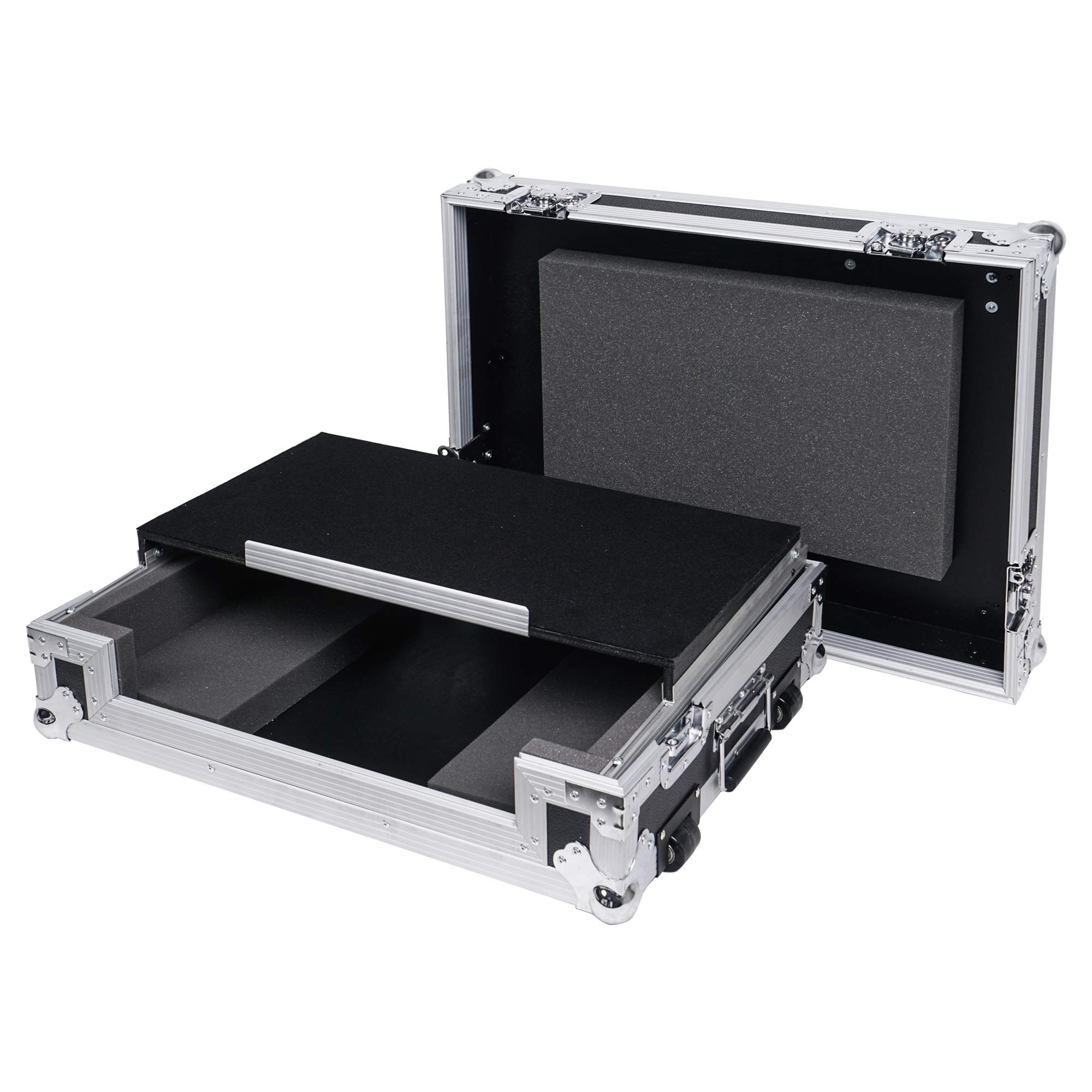 Sound Town DJ Controller Road Case with Sliding Laptop Stand for Pioneer DDJ-SR2 (STRC-SRLT) - Durable Protective Case for DJ Gigs, Tours & Mobile Performances