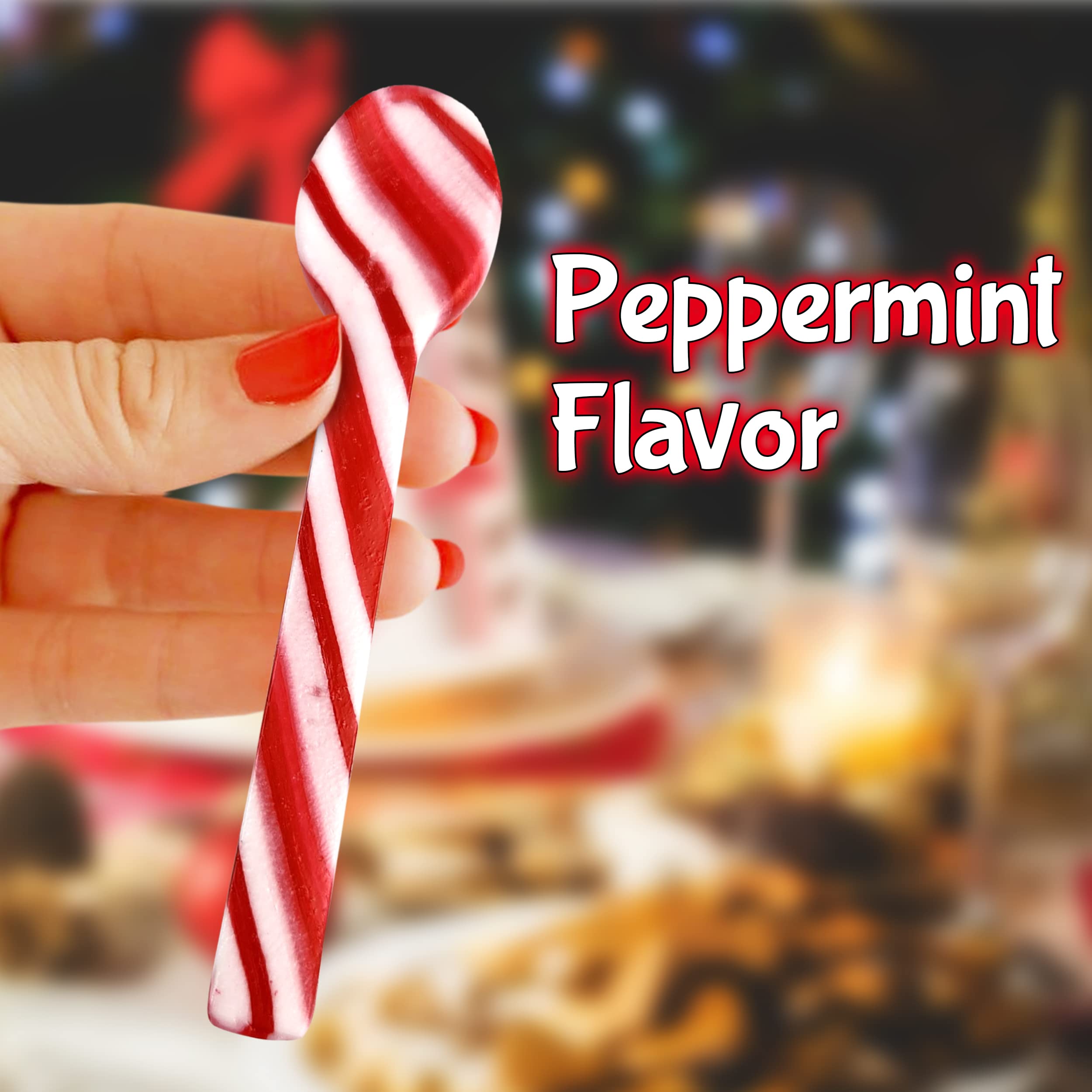 24-Pack Candy Cane Peppermint Spoons - Colorful Christmas Candy for Hot Chocolate, Holiday Parties & Stocking Stuffers - Festive Peppermint Treats for Baking & Gifts