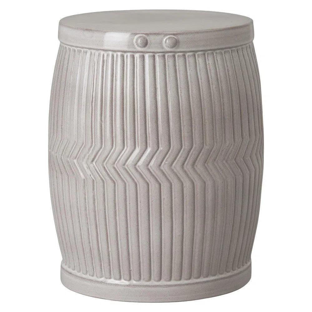 18 Inch Gray Ceramic Garden Stool - Outdoor Patio Decor, Plant Stand, Side Table for Porch, Deck & Backyard