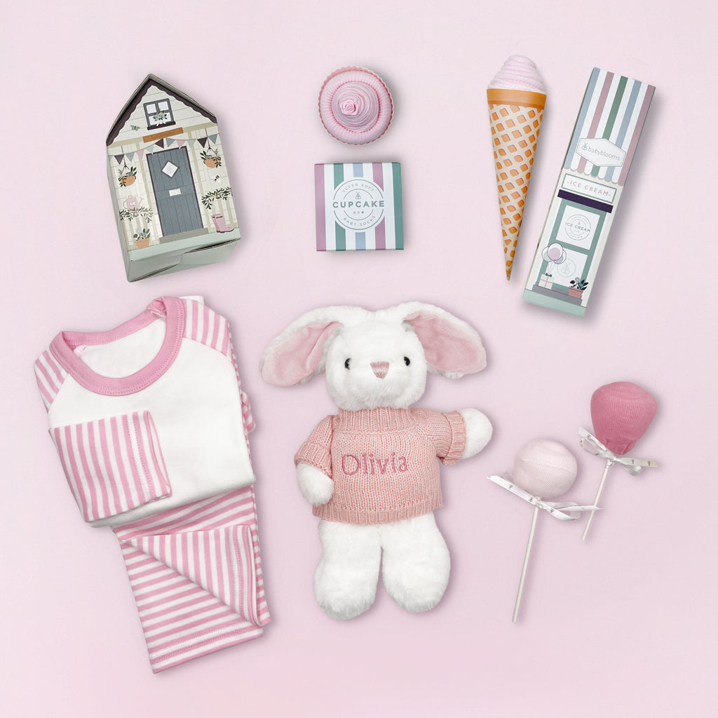 Personalized Pink Baby Girl Sweet Treats Gift Hamper - Perfect for Birthdays, Baby Showers & Special Celebrations