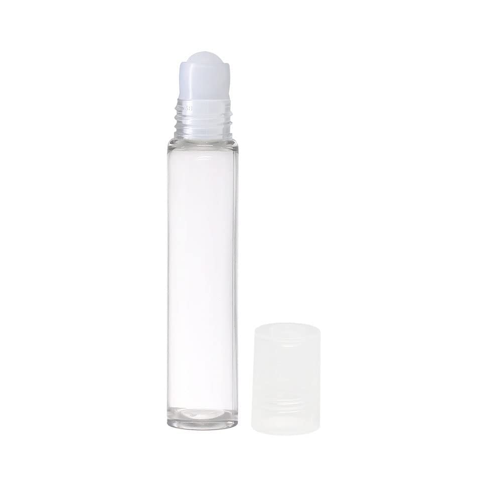 M.C. PIPWALA 10ml Clear Plastic Roll On Bottles with Transparent Cap - Essential Oils, Perfume & Aromatherapy Dispenser for Travel & Home Use