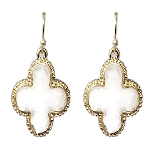 Clover Druzy Stud Earrings in White - Elegant & Dainty Jewelry for Women, Perfect for Everyday Wear, Parties & Gifts