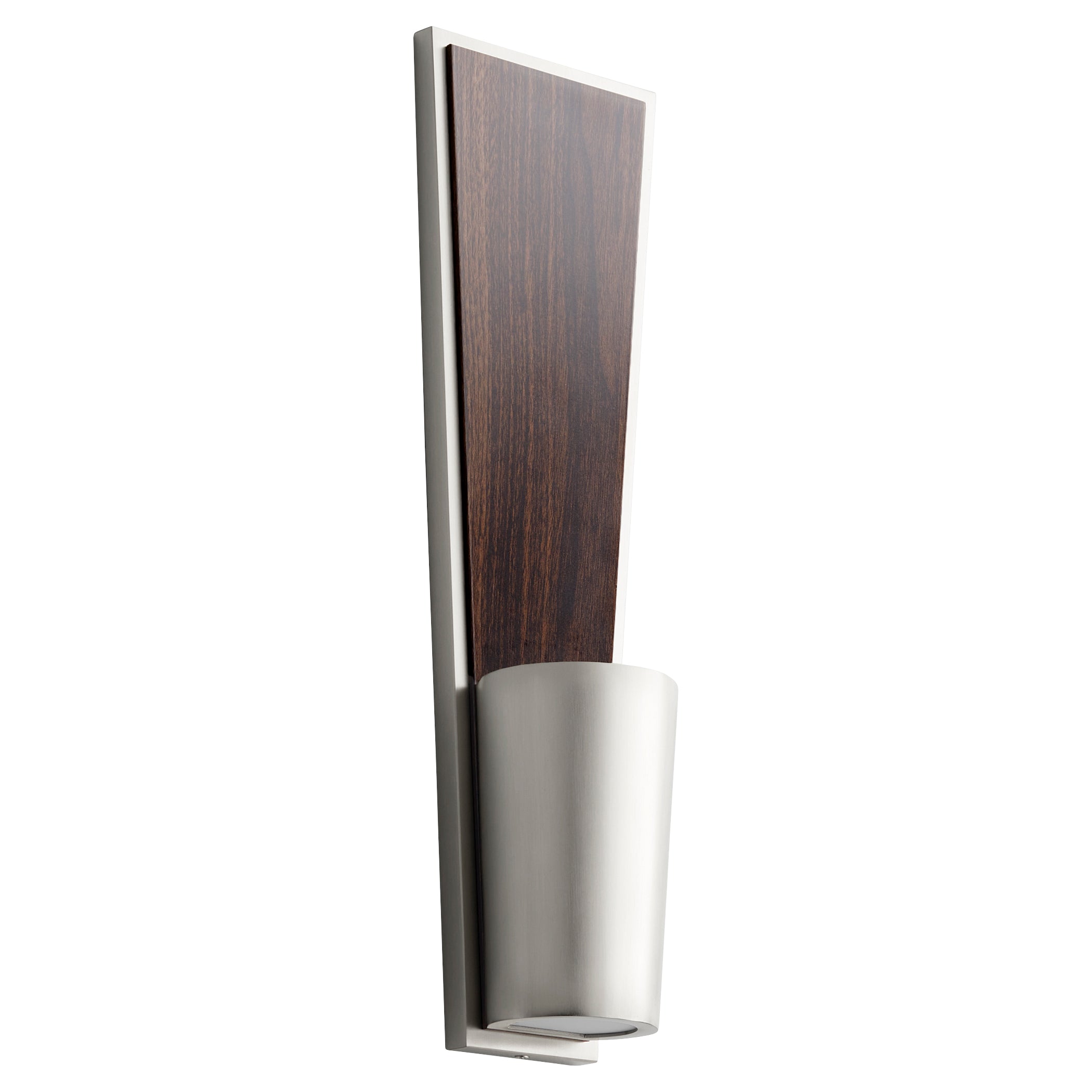 Favero 3 402 24 Modern Wall Sconce Light Fixture - Satin Nickel Finish with Walnut Accents for Living Room, Bedroom, or Hallway Lighting
