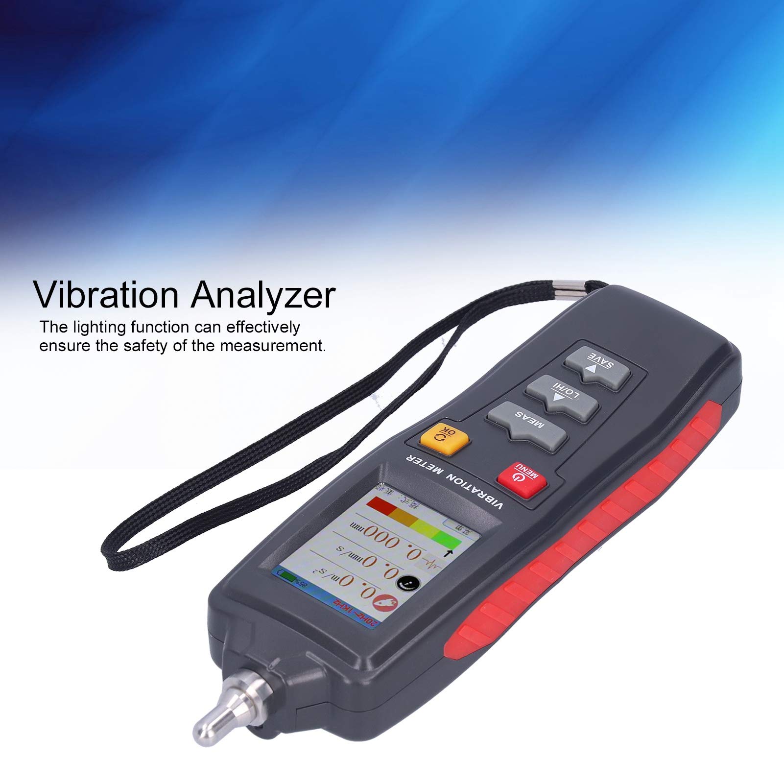 Eujgoov WT63B Portable Vibration Meter - Digital Vibrometer Tester for Industrial Equipment, HVAC Systems & Machinery Vibration Analysis | Measures Displacement, Velocity & Acceleration | Durable Construction for On-Site Testing