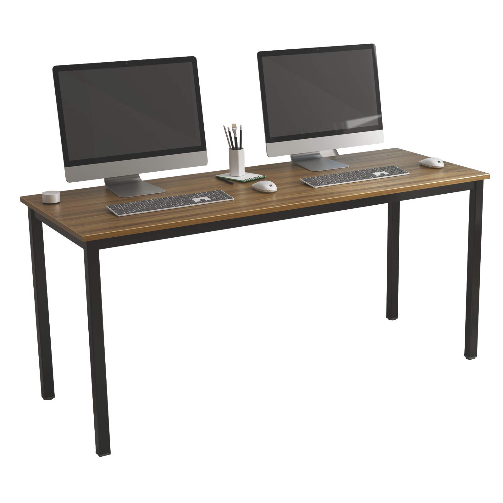 Soges 63 Inch Long Computer Desk - Home Office Desk, Writing Desk, Study Table, Gaming Desk - Dark Oak LD-AC160WN for Small Spaces & Workstations