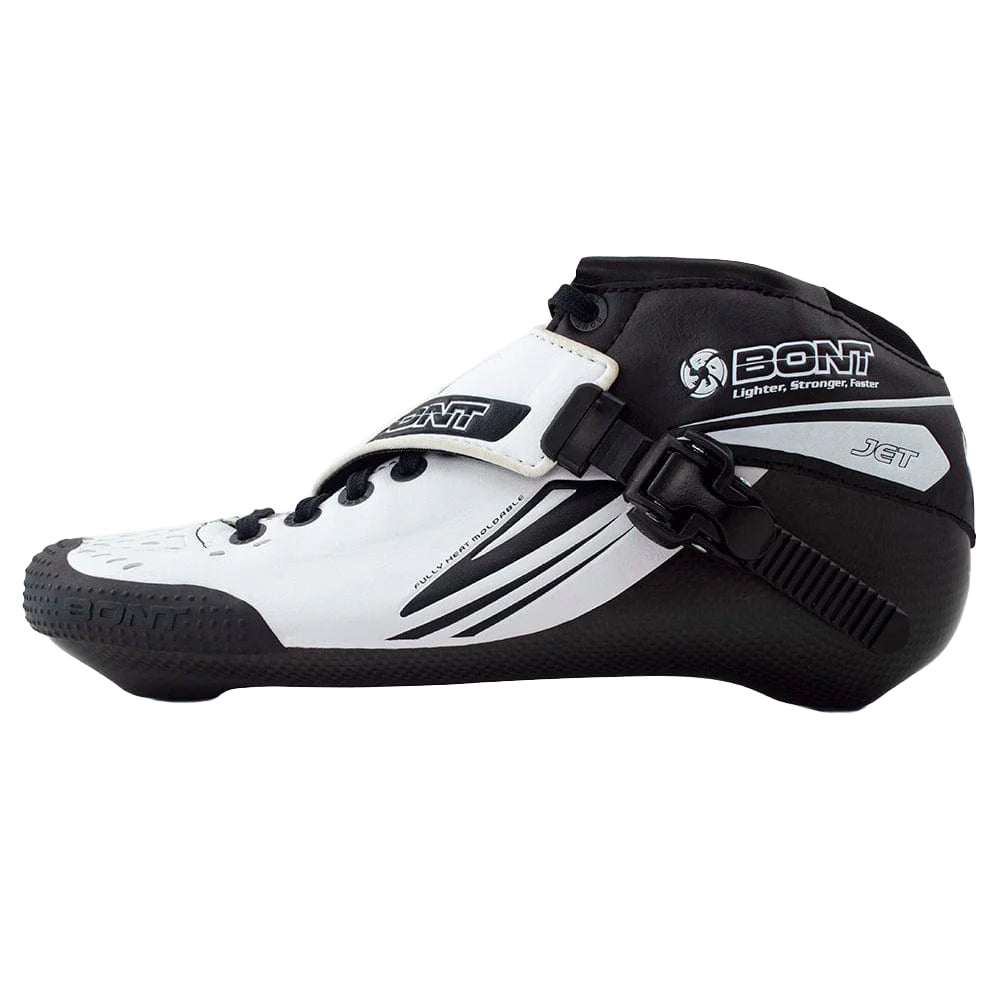 Bont Jet 195 Inline Speed Skating Boots - White/Black - Professional Roller Skates for Racing & Training - Perfect for Indoor & Outdoor Speed Skating Competitions