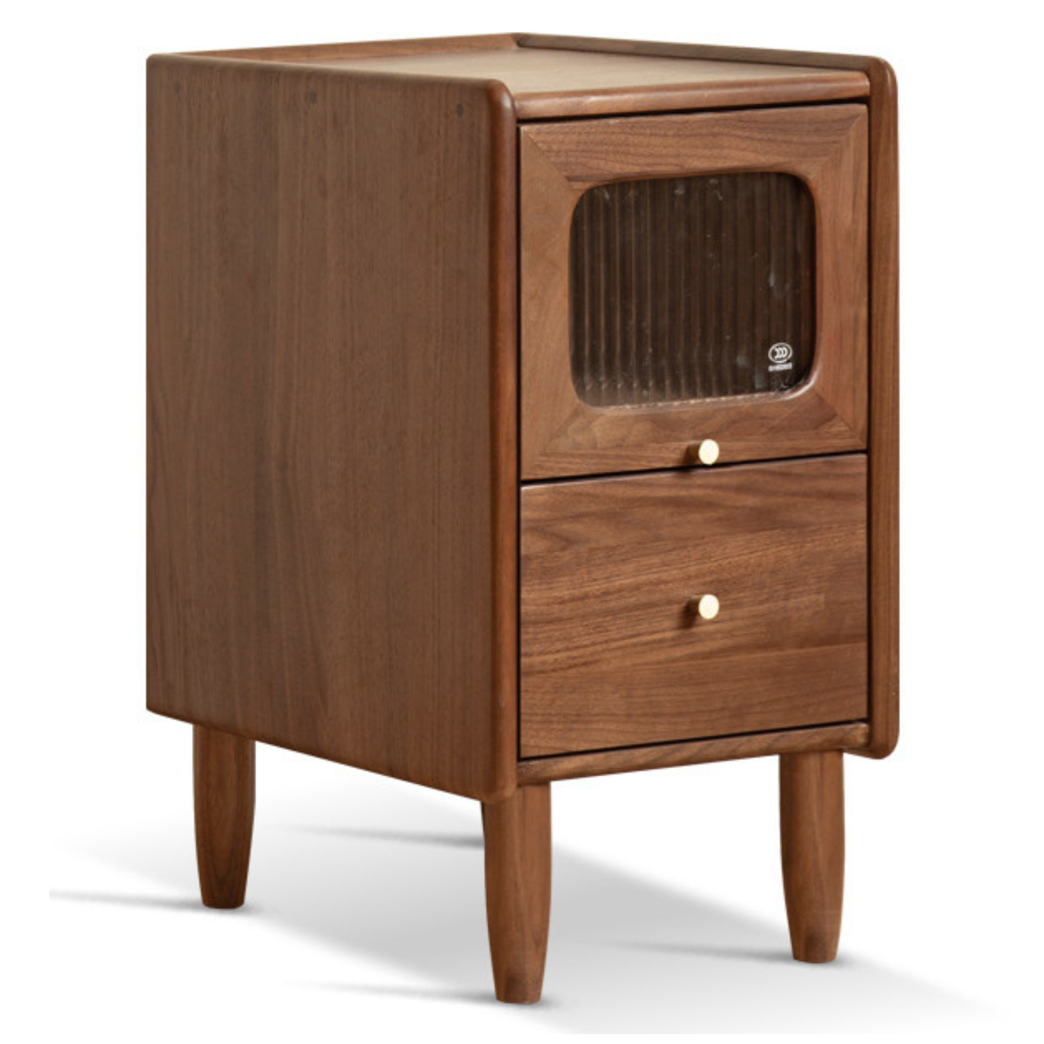 Solid Black Walnut Nightstand - Ultra Narrow Bedside Table with Calpa Wood - Perfect for Small Spaces, Apartments & Modern Bedrooms