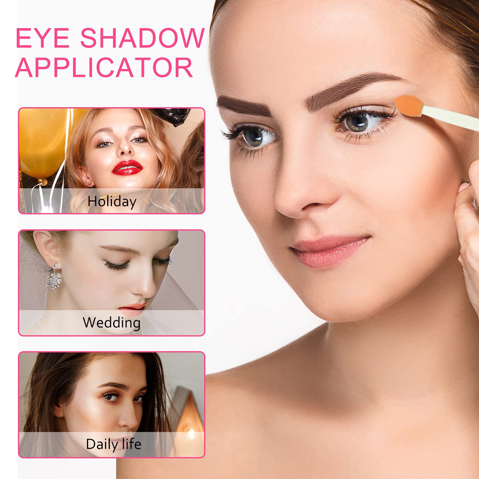 100pcs Double Ended Eyeshadow Brush Set - Oval Tipped Makeup Brushes with Latex Sponge Applicator for Professional & Everyday Eye Makeup | Perfect for Smokey Eyes, Blending & Precise Application