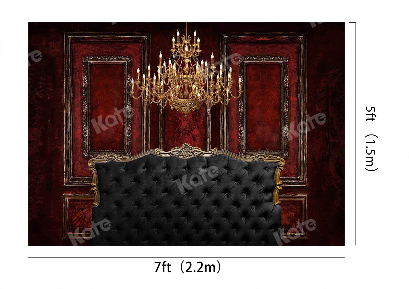 Kate 7×5ft Red Headboard Photo Backdrop - Premium Interior Bedside Background for Professional Photographers | Perfect for Studio Photography, Wedding Shoots & Home Decor