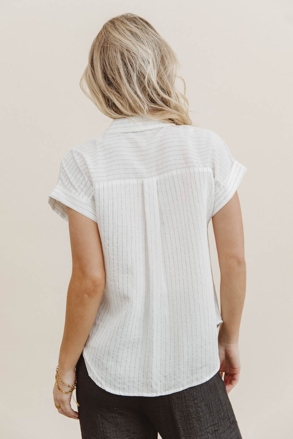 Kepner Women's Pinstripe Blouse - Stylish Button-Up Shirt for Office & Casual Wear | Final Sale