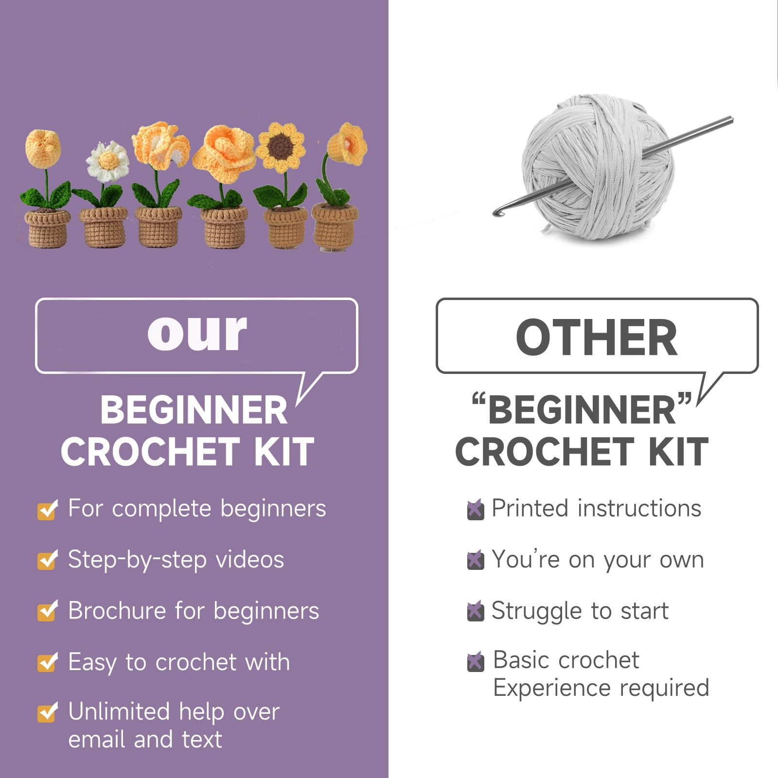 **Beginner Crochet Kit with Step-by-Step Video Tutorials – DIY Knitting Supplies for Adults & Kids, 6-Pack – Perfect for Crafting, Gifts & Relaxation**