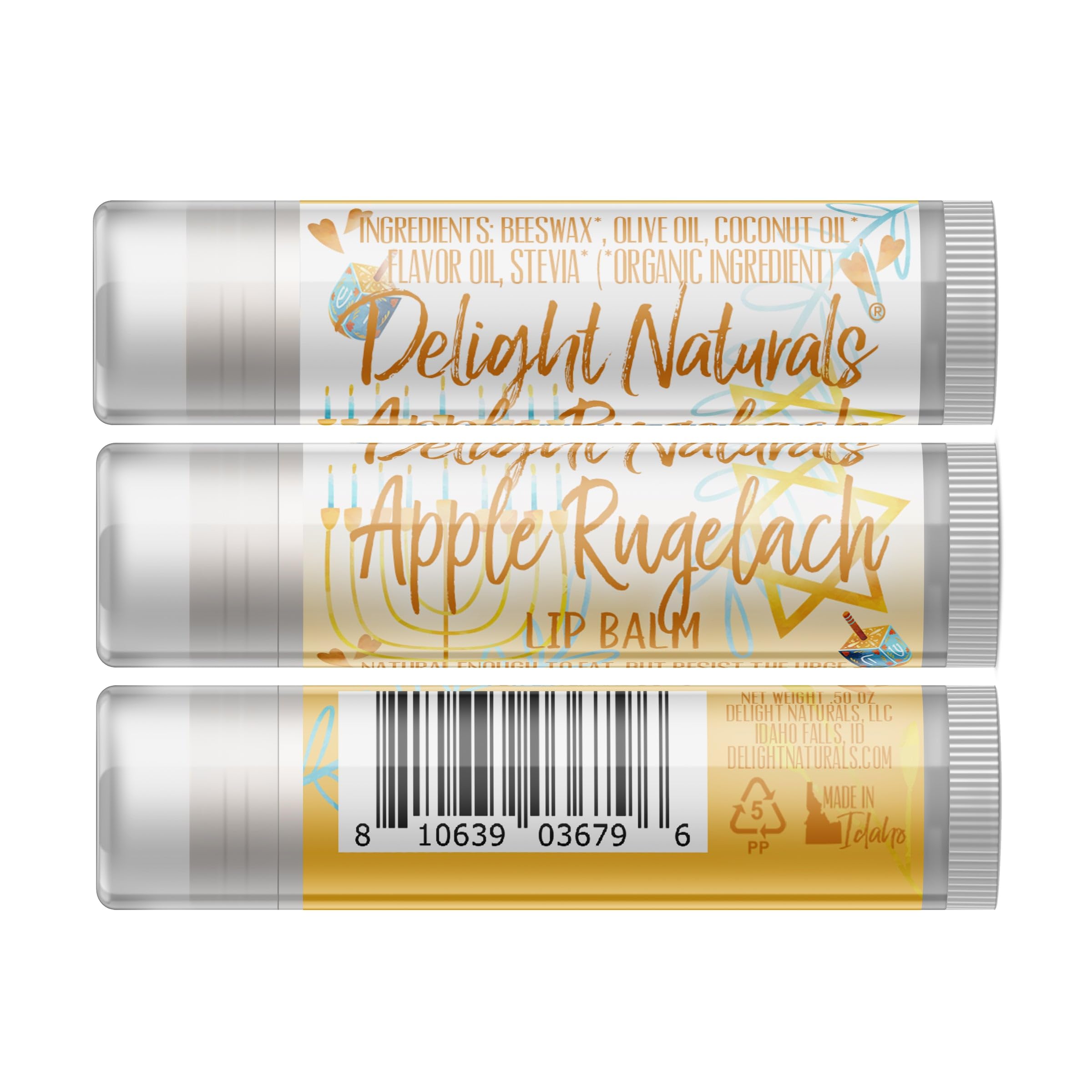 Jumbo Lip Balm for Dry Lips - Happy Hanukkah Apple Rugelach Flavored Moisturizing Lip Care | Perfect for Winter Holidays, Gift Giving & Daily Hydration