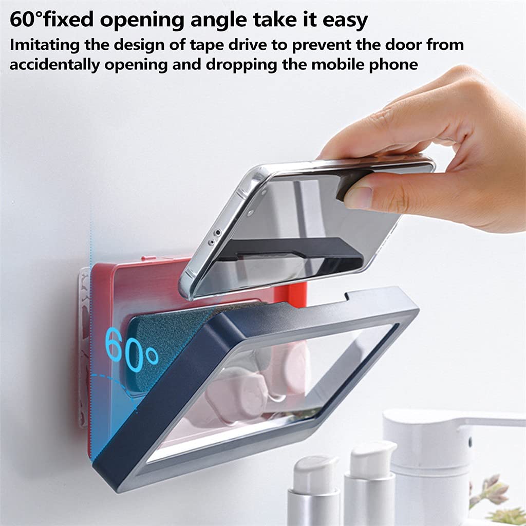 Waterproof Phone Holder for Shower - Universal Tablet & Smartphone Wall Mount Case with Strong Adhesive - Perfect for Bathroom, Kitchen, and Outdoor Use