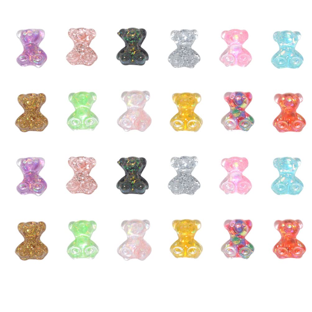 SOIMISS 100pcs Cute Symphony Bear Nail Art Gems - 3D Gummy Bear Rhinestones, Resin Nail Charms & Stickers for DIY Nail Decoration - Perfect for Parties, Weddings, and Salon Nail Designs